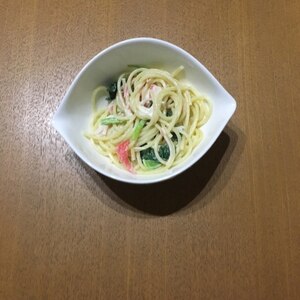 小松菜とカニカマのスパゲティサラダ